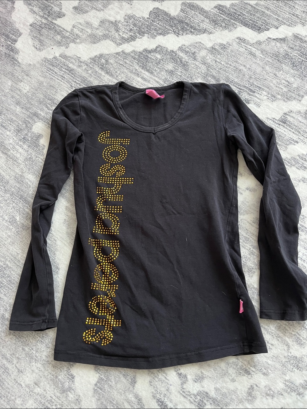 Source Unknown Black Long Sleeve Tee with Gold Stud Design